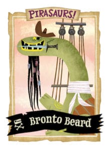Bearded brontosaurus dressed as a pirate